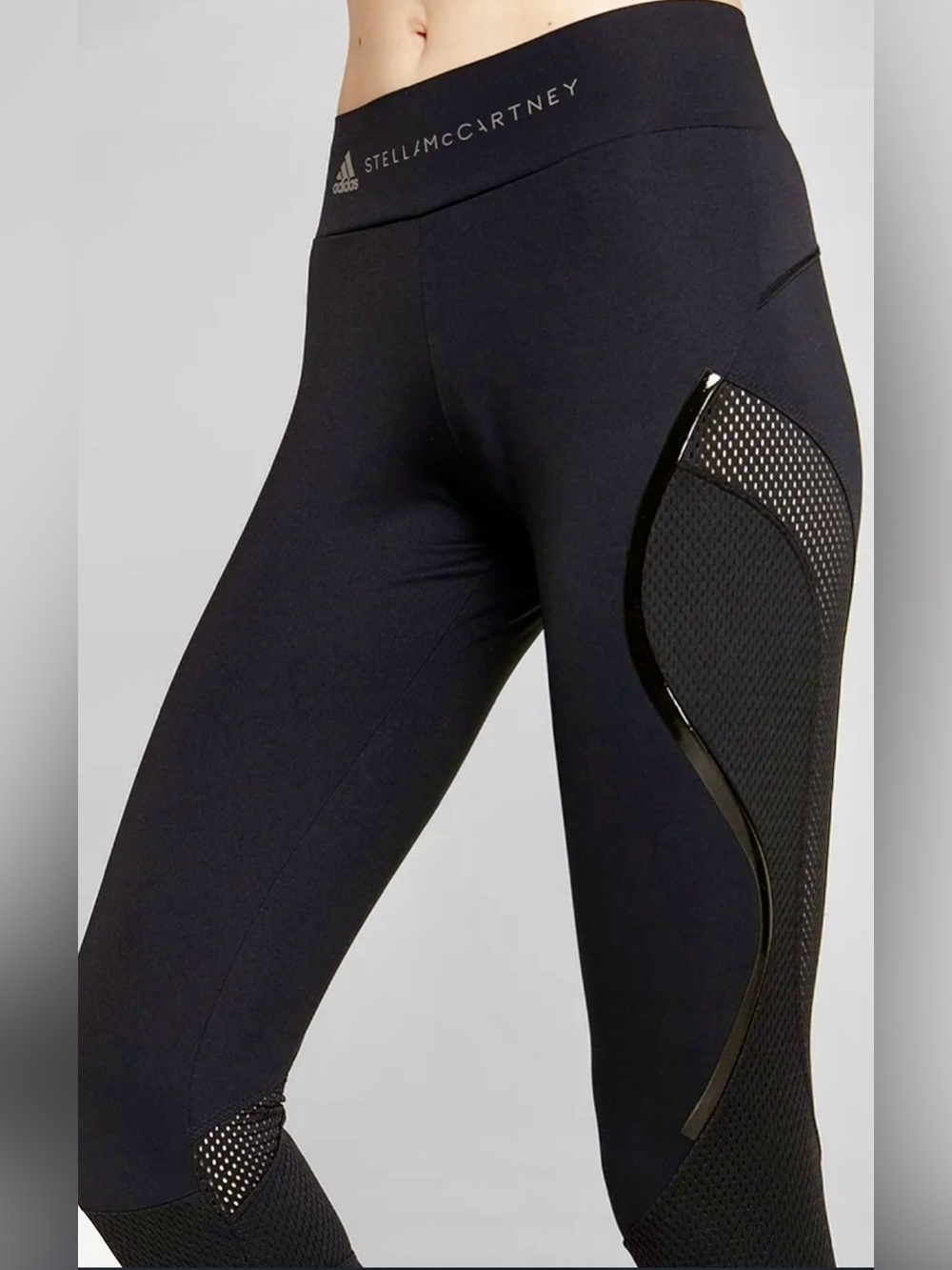 Adidas by Stella McCartney Black High-Waist Sculpting Leggings with Gloss Panels